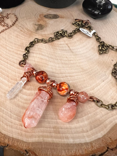 Fire Quartz Bar Necklace - Artisan Crafted Handmade