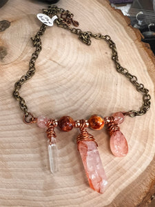 Fire Quartz Bar Necklace - Artisan Crafted Handmade