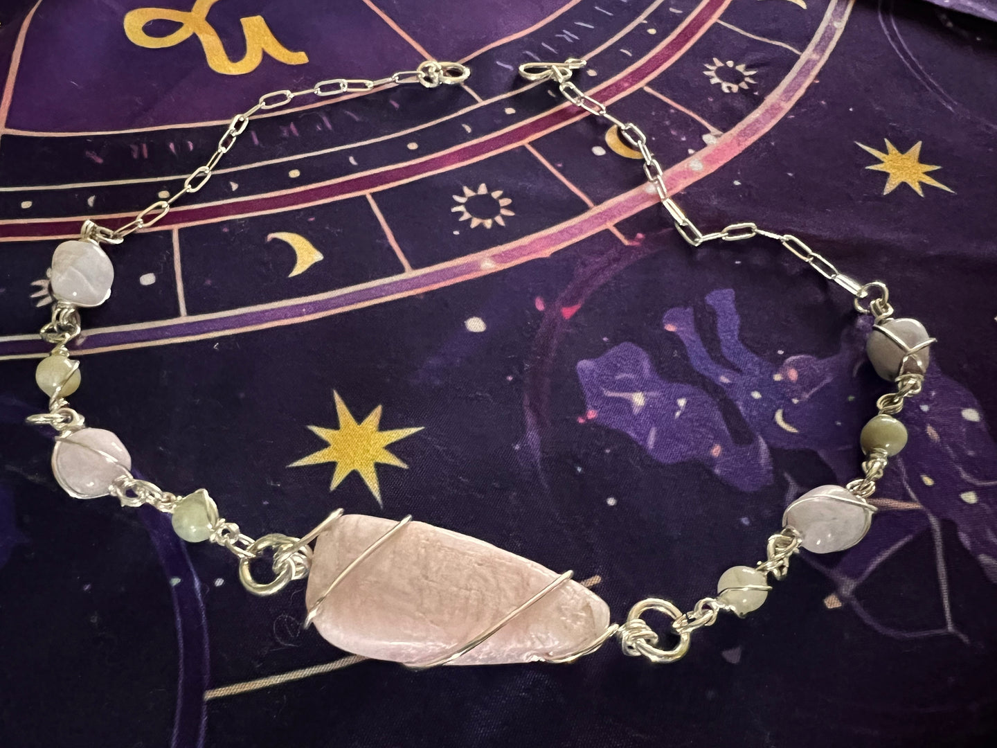 Kunzite and Green Moonstone Necklace