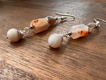 Load image into Gallery viewer, Botswana Agate and Tibetan Quarts Dangle Earrings