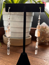 Load image into Gallery viewer, Botswana Agate and Tibetan Quarts Dangle Earrings