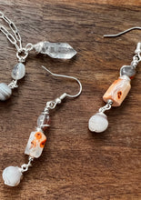 Load image into Gallery viewer, Botswana Agate and Tibetan Quarts Dangle Earrings