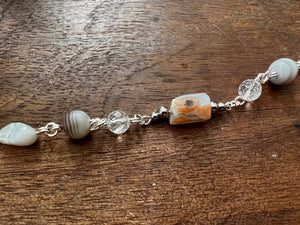 Botswana Agate and Tibetan Quarts Bracelet