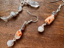 Load image into Gallery viewer, Botswana Agate and Tibetan Quarts Dangle Earrings