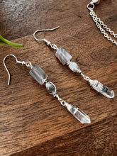 Load image into Gallery viewer, Botswana Agate and Tibetan Quarts Dangle Earrings