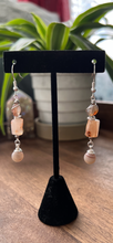 Load image into Gallery viewer, Botswana Agate and Tibetan Quarts Dangle Earrings