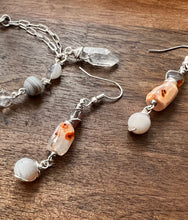 Load image into Gallery viewer, Botswana Agate and Tibetan Quarts Dangle Earrings