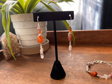 Load image into Gallery viewer, Botswana Agate and Tibetan Quarts Dangle Earrings