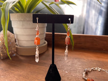 Load image into Gallery viewer, Botswana Agate and Tibetan Quarts Dangle Earrings