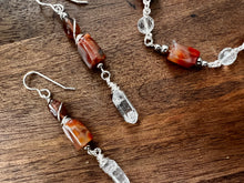 Load image into Gallery viewer, Botswana Agate and Tibetan Quarts Dangle Earrings