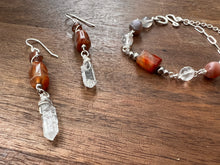 Load image into Gallery viewer, Botswana Agate and Tibetan Quarts Dangle Earrings