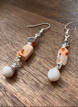 Load image into Gallery viewer, Botswana Agate and Tibetan Quarts Dangle Earrings