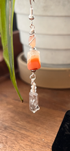 Load image into Gallery viewer, Sunset Botswana Agate and Tibetan Quarts Dangle Earrings