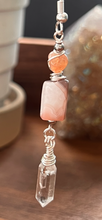 Load image into Gallery viewer, Sunset Botswana Agate and Tibetan Quarts Dangle Earrings