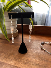 Load image into Gallery viewer, Botswana Agate and Tibetan Quarts Dangle Earrings