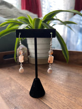 Load image into Gallery viewer, Botswana Agate and Tibetan Quarts Dangle Earrings