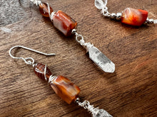 Load image into Gallery viewer, Botswana Agate and Tibetan Quarts Dangle Earrings