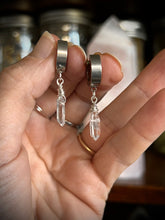 Load image into Gallery viewer, Handmade Black Tibetan Double Terminated Quartz Dangle Earrings