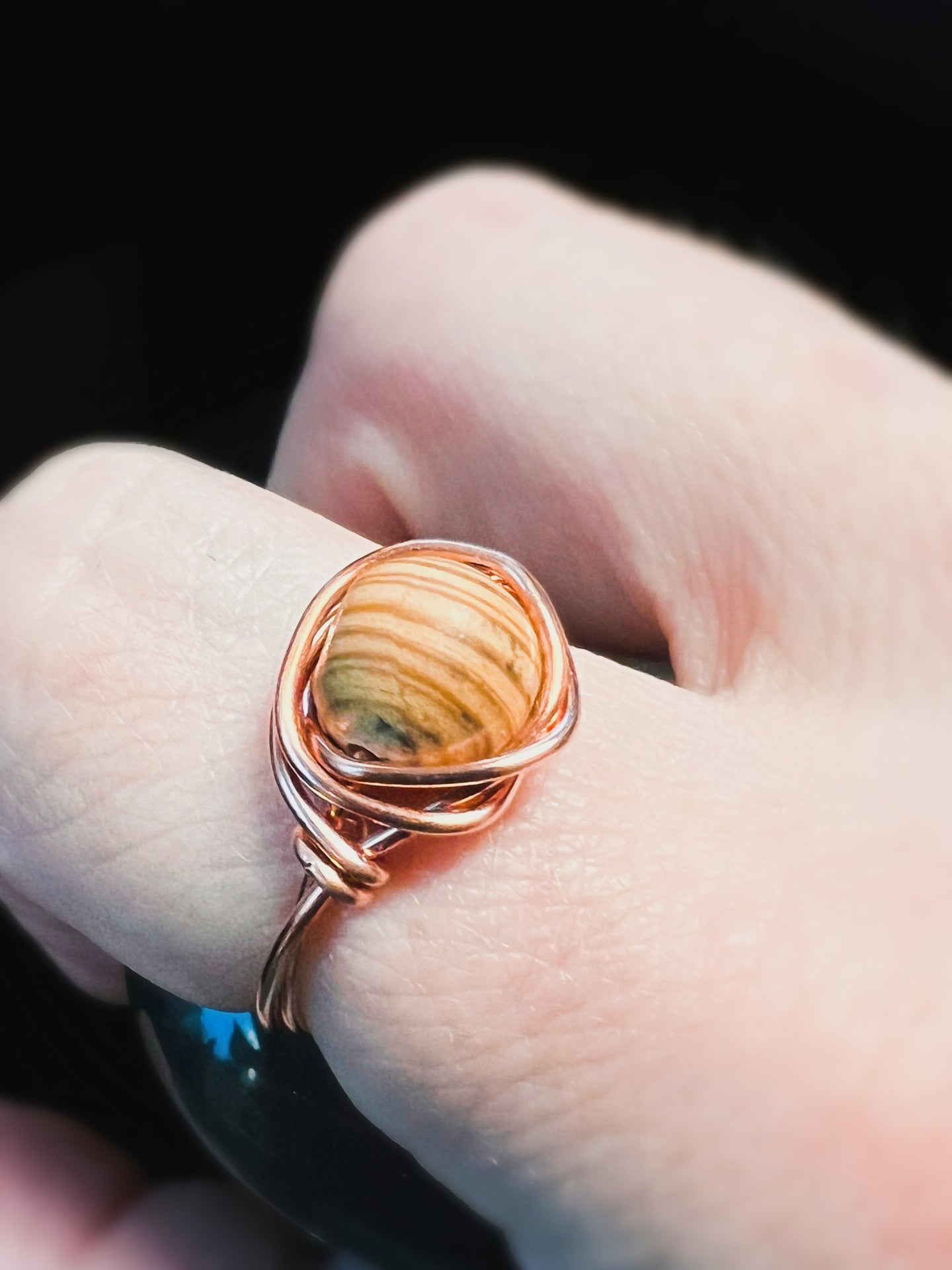 Mars Jasper Wire Wrapped Ring