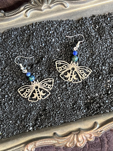 Moon Glow Moth Chrysocolla Dangles