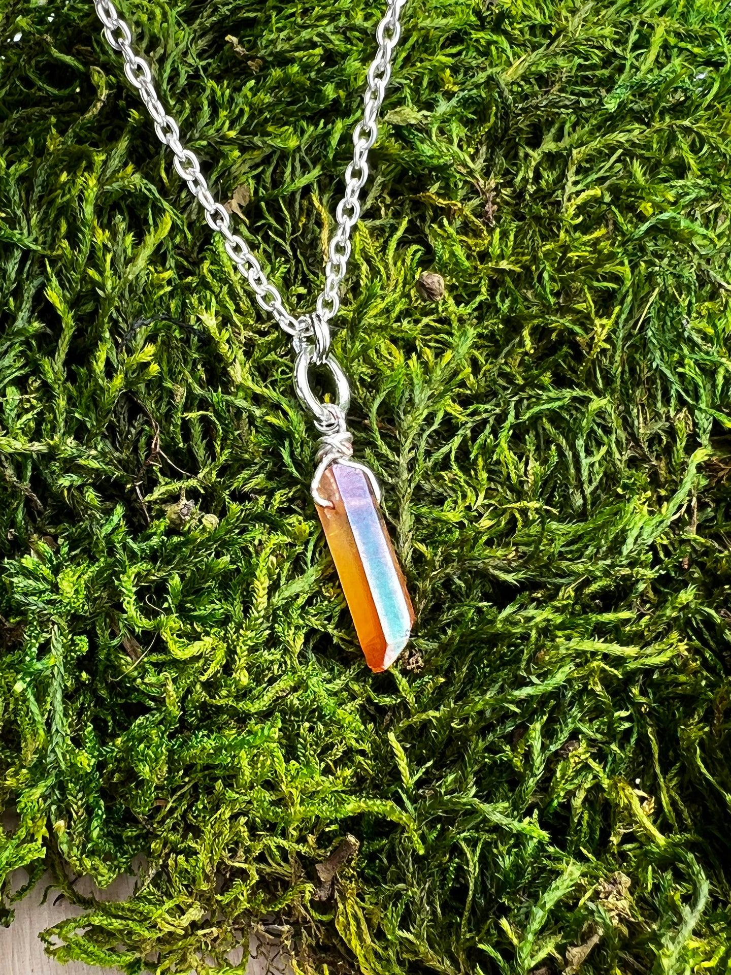 Wrapped Aura Quartz Necklace