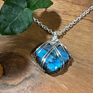 Blue Dream Labradorite Wrapped Necklace