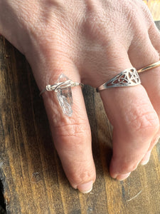 AAA Black Tibetan Quartz Wire Wrapped Ring