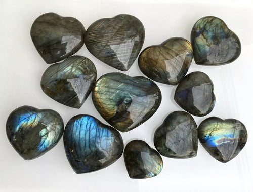 Puffy Labradorite Hearts Gorgeous Flash 🌈⚡️