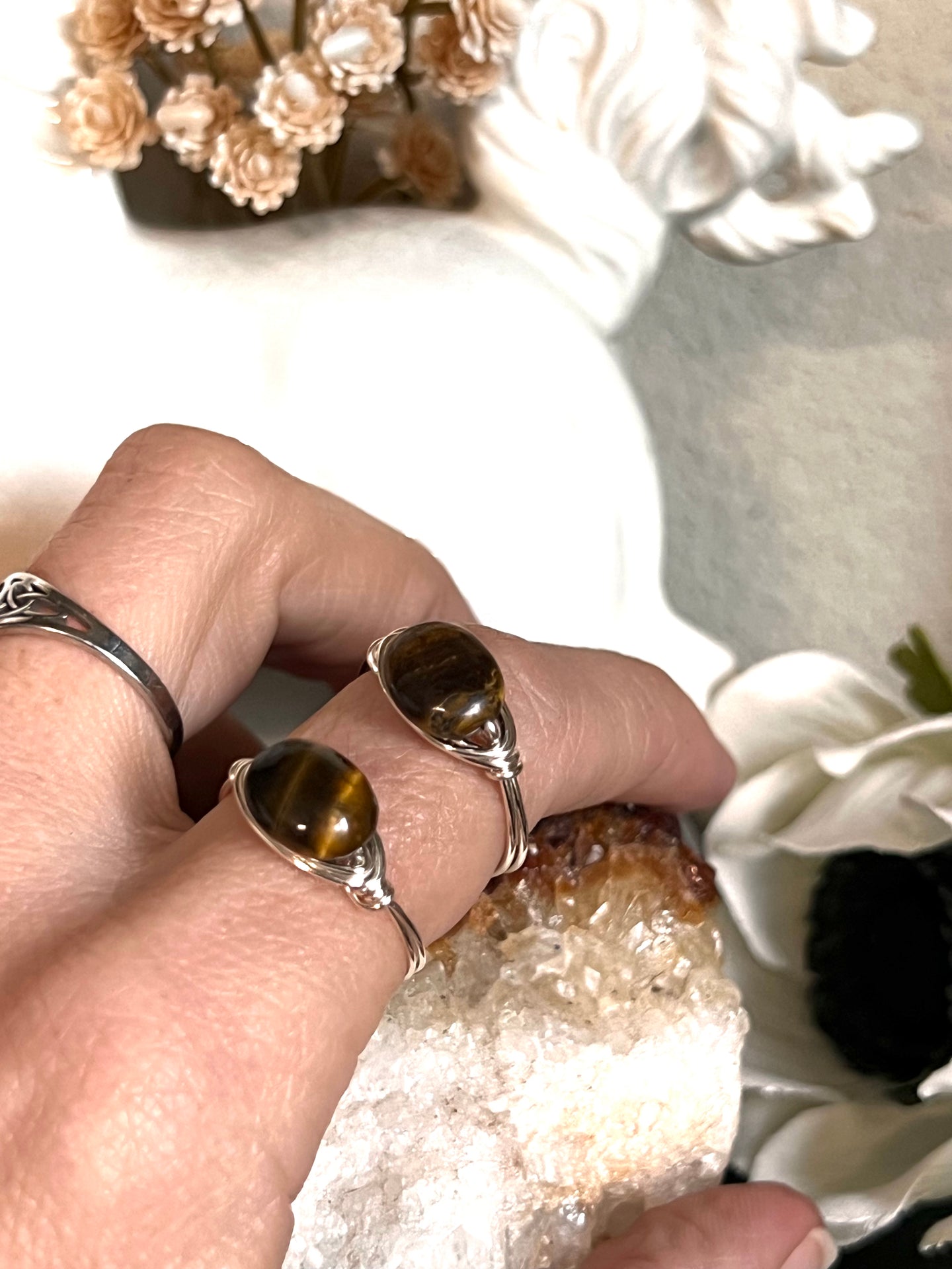 Tigers Eye Wire Wrapped Ring